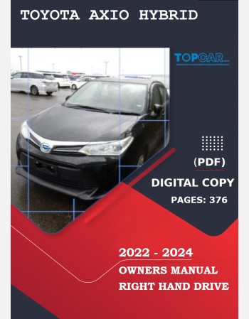 toyota axio hybrid 2022 2023 & 2024 owners manual in english